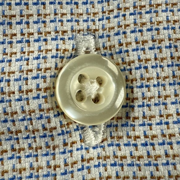 David Donahue Blue Brown Short Sleeve 16 Trim Check Cotton Button Up Shirt Men - Picture 12 of 13